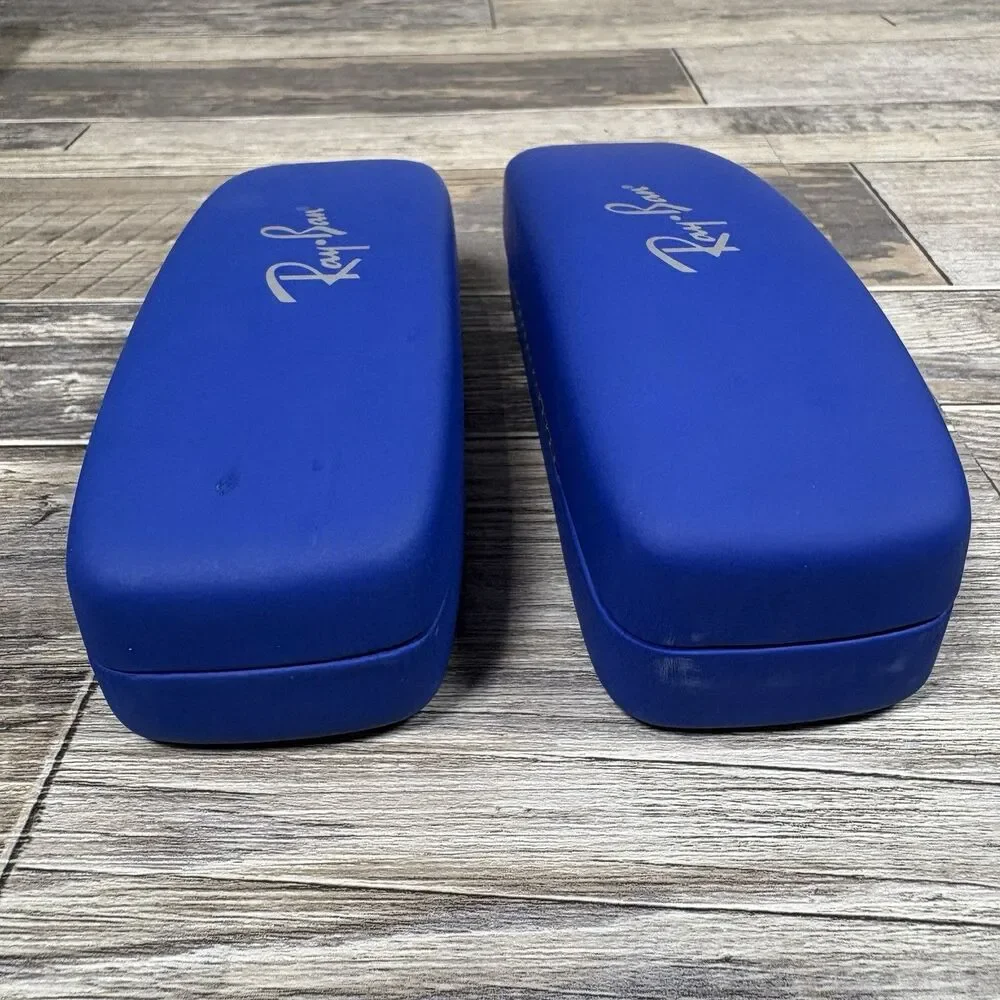 Lot Of 2 - RAY BAN JUNIOR KIDS NAVY AUTHENTIC CLAMSHELL EYEGLASSES HARD CASE